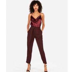 Express Satin Cowl Neck Cami, Burgundy, XS, New